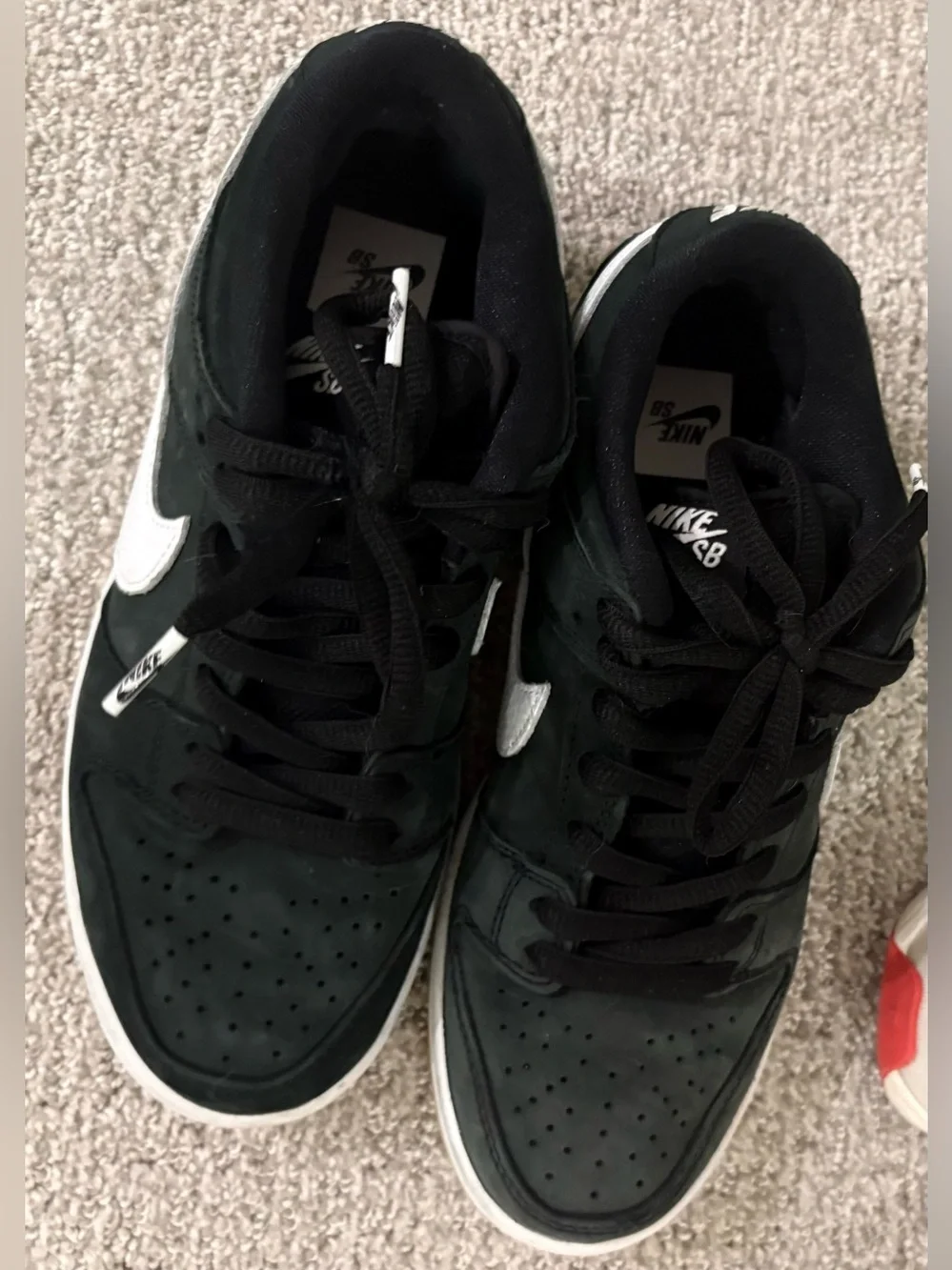Nike Kids Black Suede Sneakers with White Swoosh and Gum Sole